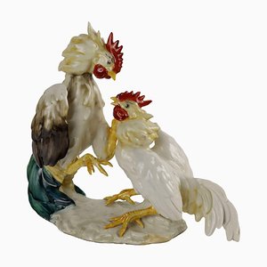 Ceramic Roosters from Cacciapuoti, Set of 2