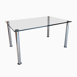 Mesa de comedor de vidrio de Marco Zanuso para Zanotta, años 60
