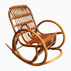 Sedia a dondolo da bambino in vimini, anni '70