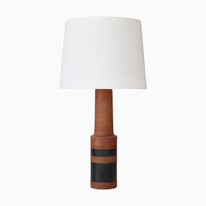 Scandinavian Modern Table Lamp in Oak and Black Leather, Denmark, 1950s