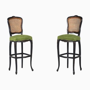 Louis XV Style Bar Stool in Green Fabric, Belgium