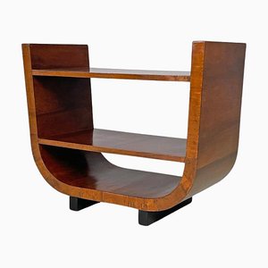 Italian Art Deco Arc-Shaped Wooden Coffee Table with Two Tops, 1930s