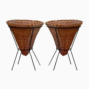 Vintage Rattan Baskets, Set of 2