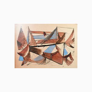Adriano Parisot, Abstrakt, 1950er, Malerei