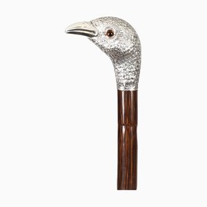 Antique Walking Stick Cane with Silver Duck Head, 1890s