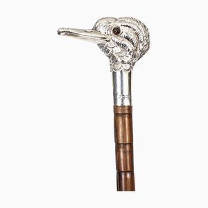 Antique Walking Stick Cane with Sterling Silver Duck Head, 1909