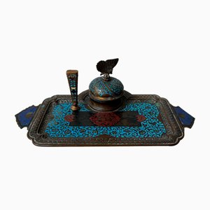 Cloisonné Office Kit Inkwell with Napoleon III Stamp