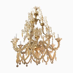 Vintage Chandelier in Gold Leaf and Transparent, 1980s