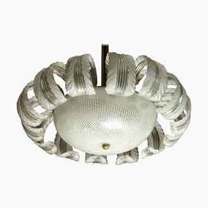 Reticello Bowl with 14 Pulegoso Leaves from Barovier & Toso, 1940s