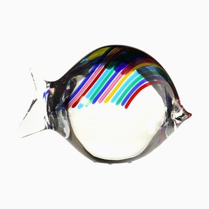 Solid Glass Fish with Rainbow Rods by Livio Seguso for Bisazza, 1993