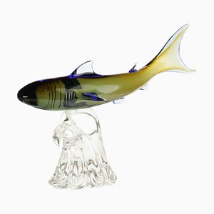 Murano Glas Shark Hunting auf Sockel von Roberto Camozzo für Wyland, 1990er