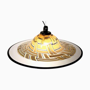 Lámpara de techo grande de cristal de Murano Incalmo en ámbar de Barovier & Toso