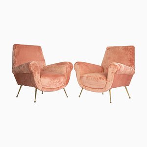 Armchairs in Velvet by Gigi Radice for Minotti, Set of 2