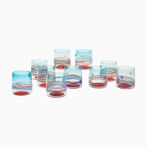 Vasos Young Collection de Cenedese Murano, años 60. Juego de 10