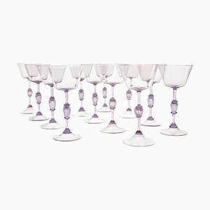 Cyclamen Murano Wine Glass from Cenedese, 1950s, Set of 12