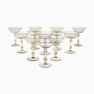 Champagnergläser in Gold & Rauchglas von Cenedese, 1950er, 12 . Set