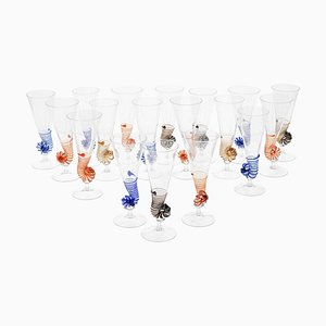 Murano Glas Nautilus Flöten von Cenedese, 1950er, 18 . Set
