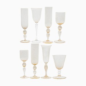 Murano Stielgläser mit eingebettetem Blattgold von Cenedese, 1950er, 8 . Set