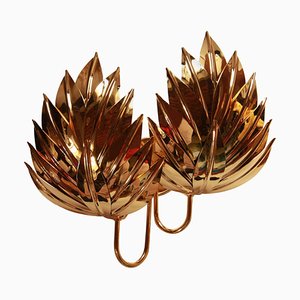 Large Gilt Brass Palm Lamp attributed to Maison Jansen, 1970s