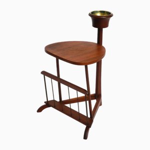 Small Mid-Century Modern Danish Teak Side Table with Magazine Compartment and Ashtray, 1960s