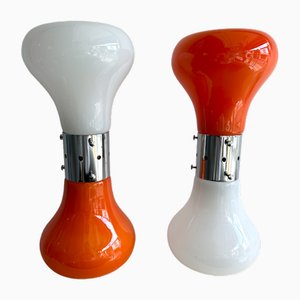 Lampade Birillo in vetro di Murano e metallo cromato di Carlo Nason per Mazzega, Italia, anni '70, set di 2