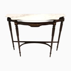 Ebonized Beech Console Table with Portuguese Pink Marble Top, Italy, 1950s