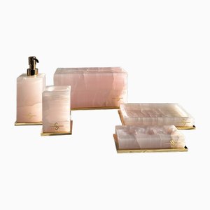 Set da bagno in onice rosa di Euromarmi Store, set di 4