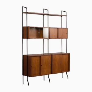 Mid-Century Italian Two Bay Wall Unit in Teak Model Aedes by Amma Torino, 1950s