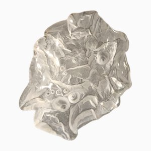 Transparent Heavy Crystal Trinket Bowl-Ashtray with Shells attributed to Jolanda Prinsen, 1970s