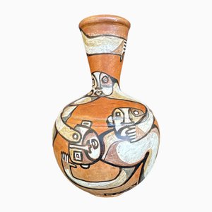 Art Brut Vase mit rotierenden Figuren von Odille Mandrette, 1990er