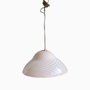 Lampada a sospensione in vetro di Murano rosa confetto, anni '70