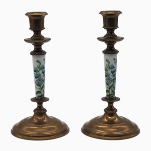 Vintage Swedish Gustavian Brass Candlesticks from Skultuna Bruk Sweden, 1980s, Set of 2