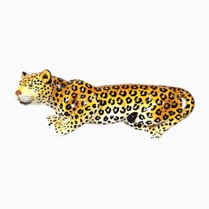 Vintage Italian Ceramic Hand Painted Leopard, 1960s