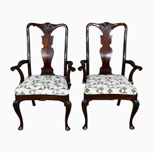 Early 20th Century Chippendale Mahogany Armchairs, England, Set of 2