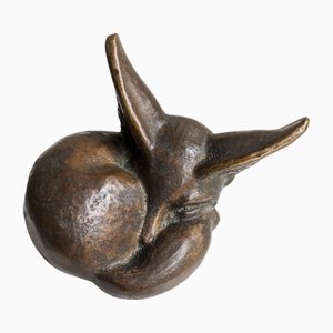 Sculpture Renard du Désert Endormi en Bronze, 1970s