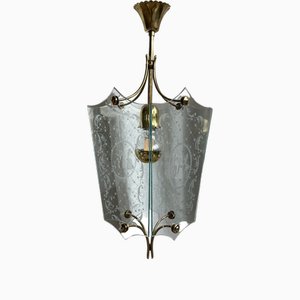 Lámpara colgante de vidrio de Pietro Chiesa para Fontana Arte, años 50