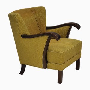 Dänischer Vintage Stuhl aus Hellgrüner Baumwolle, 1950er
