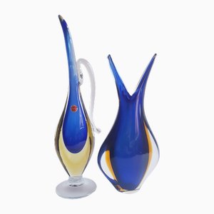 Vintage Sommerso Murano Glass Vases by Flavio Poli, 1960, Set of 2