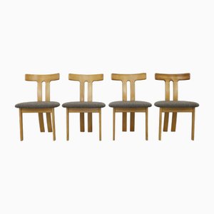T-Shaped Dining Chairs in Oak and Wool by Ole Wanscher for Carl Hansen & Søn, 1970s, Set of 4