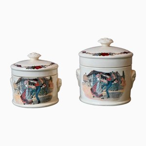 Vasi con coperchio Obernai di Sarreguemines, anni '40, set di 2