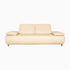Leather Three Seater Cream Sofa from Koinor Volare