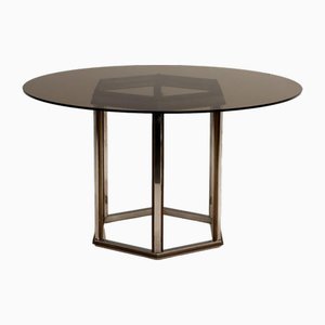 Vintage Brass Structure Glass Top Table, Italy, 1970s