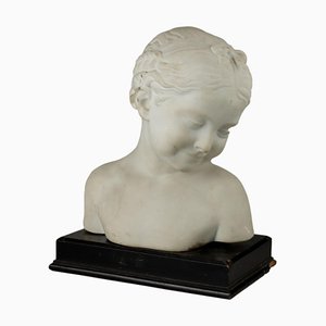 Bust of a Girl, White Marble