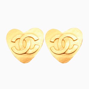 Coco Mark Heart Earrings in Gold from Chanel, Set of 2