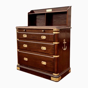 Campaign Chest of Drawers with Pull Out Desk and with Bookshelf