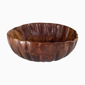 French Riviera Brown Olive Wood Bowl, France, 1970s