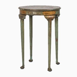 Petite Table d'Appoint Antique Verte et Chinoiserie Dorée