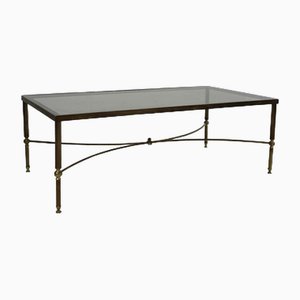 Large Mid-Century Brass and Smoked Glass Coffee Table, 1950s