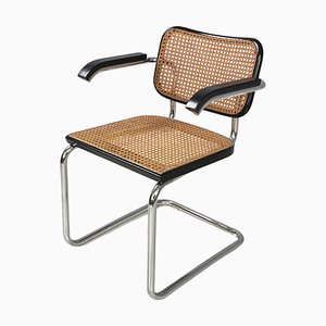 Mid-Century Italian Chair with Armrests Cesca attributed to Marcel Breuer for Gavina, 1960s
