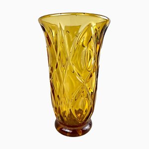 20th Century Art Deco Glass Vase in Amber Colored, Austria, 1920s